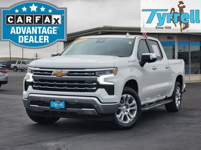 2023 Chevrolet Silverado 1500 LTZ in Summit White — front three-quarter view