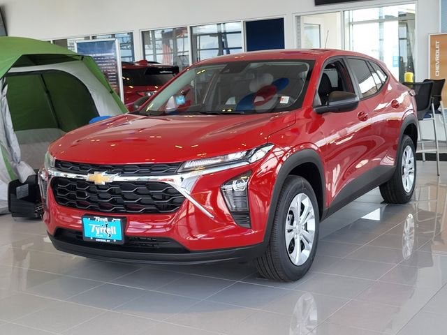 2026 Chevrolet Trax LS in Apex Red — front three-quarter view
